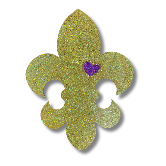 LSU Purple Heart Fleur-de-lis Door Hanger