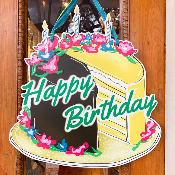 Happy Birthday Doberge Cake Door Hanger