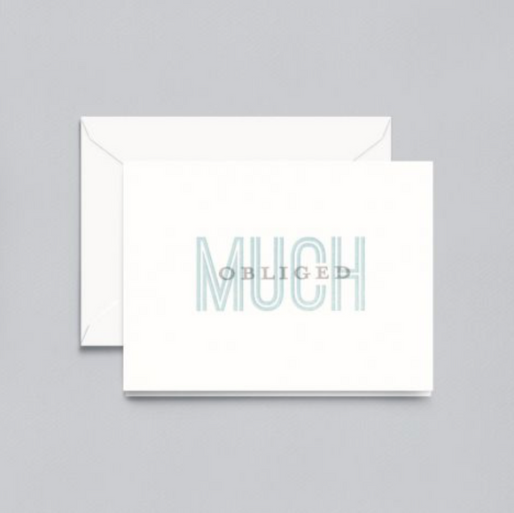 Crane Letterpress Much Obliged Thank You Notes