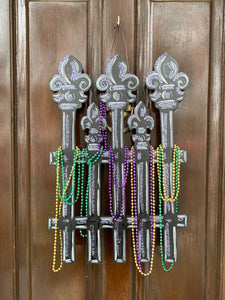 Mardi Gras Beads on a Fence Door Hanger